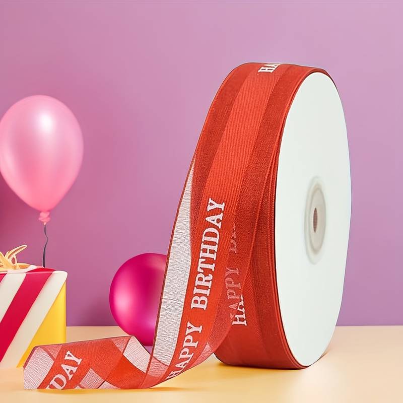 1pc Happy Birthday Ribbon 0.98inch Red Ribbon Gift Packaging For New Year  Supplies Baking Birthday Party Supplies Bouquet Packaging Cake Box Packaging